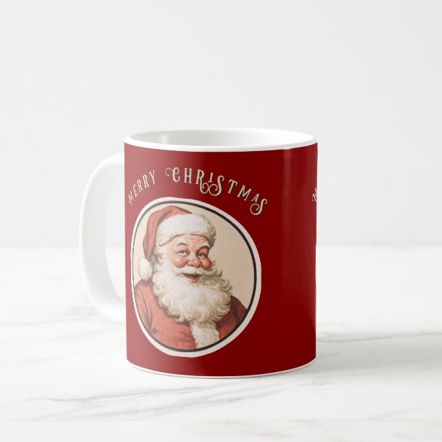 Vintage Retro Santa  Coffee Mug (Front Left)