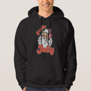 Vintage Retro Santa Feelin' Jolly Funny Xmas Holid Hoodie