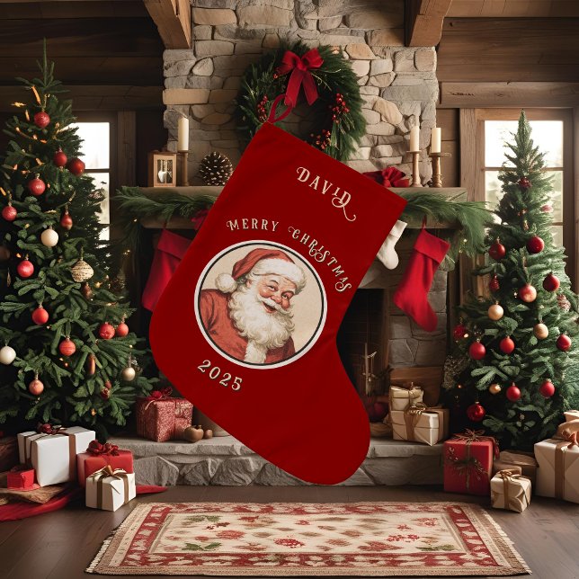 Vintage Retro Santa  Large Christmas Stocking (Creator Uploaded)