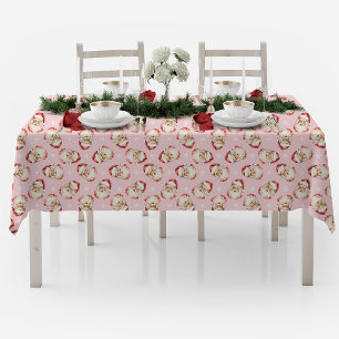 Vintage Retro Santa Pink Christmas Tablecloth