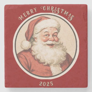 Vintage Retro Santa Stone Coaster