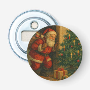 Vintage/retro Santa visiting at Christmas Bottle Opener