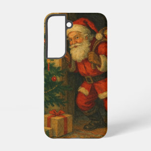 Vintage/retro Santa visiting at Christmas Samsung Galaxy Case