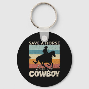 Vintage Retro Save A Horse Key Ring