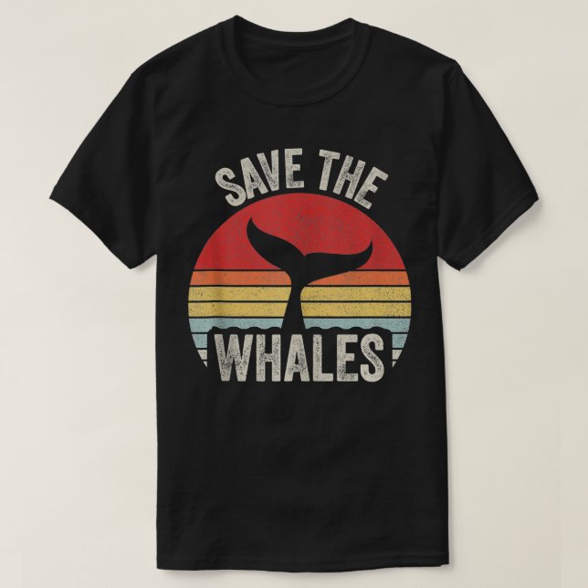 Vintage Retro Save The Whales Whale  T-Shirt (Design Front)