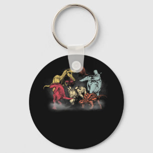 Vintage Retro Scary Dinosaur Horror T-Shirt Key Ring