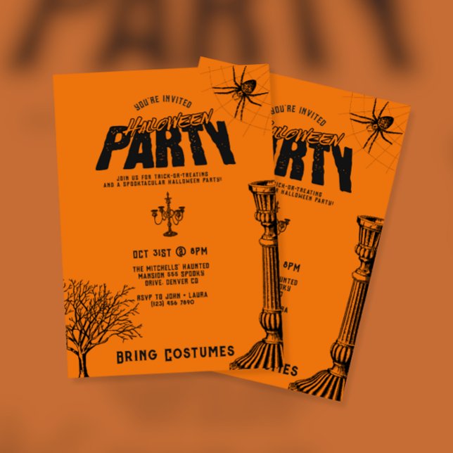 Vintage Retro Scary Halloween Party Invitation (Creator Uploaded)