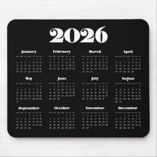 Vintage retro script 2025 Black calendar Mouse Pad