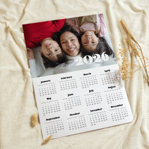 Vintage retro script 2026 photo calendar poster