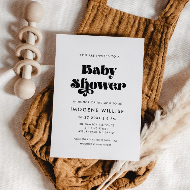 Vintage Retro Script Baby Shower Invitation (Creator Uploaded)