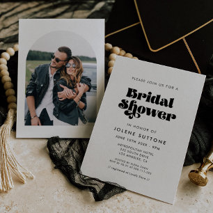 Vintage Retro Script Bridal Shower Invitation