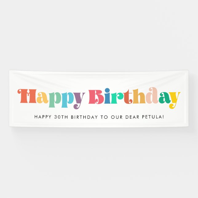 Vintage retro script Colourful Happy Birthday Banner (Horizontal)
