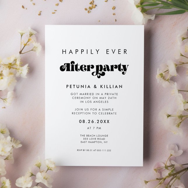 Vintage Retro Script Happily ever after party Invitation (Creator Uploaded)