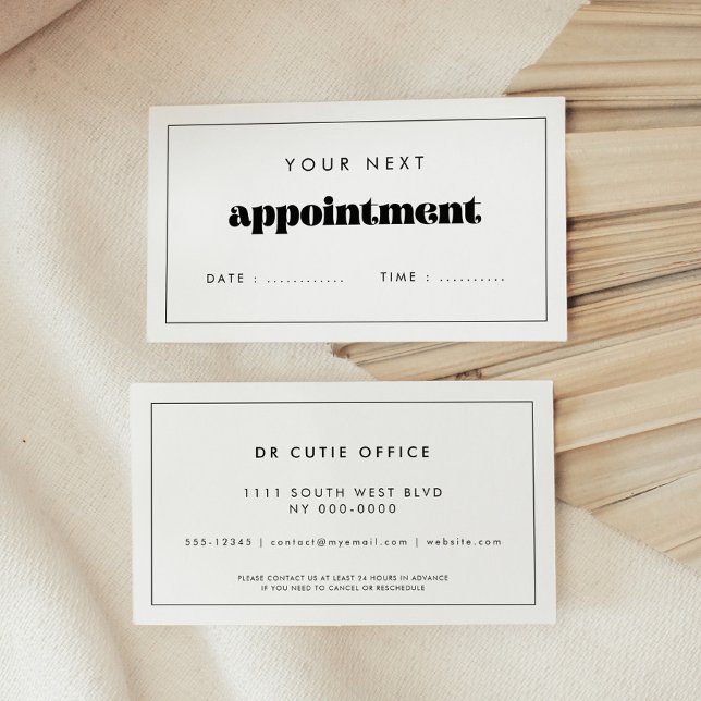 Vintage Retro Script Health Professional Appointment Card (Creator Uploaded)