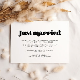 Vintage retro script Just married announcement