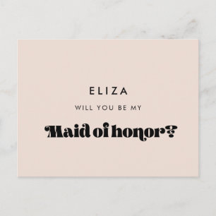 Vintage retro script Maid of honour proposal Postcard