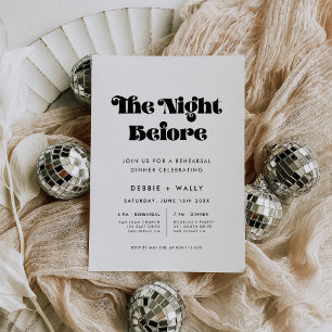 Vintage Retro Script Rehearsal Dinner Invitation