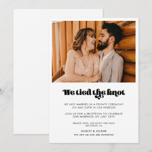 Vintage retro script We tied the knot photo card