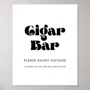Vintage Retro Script Wedding Cigar Bar sign