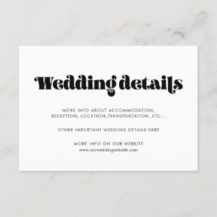Vintage retro script wedding details card