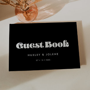 Vintage retro script wedding guest book