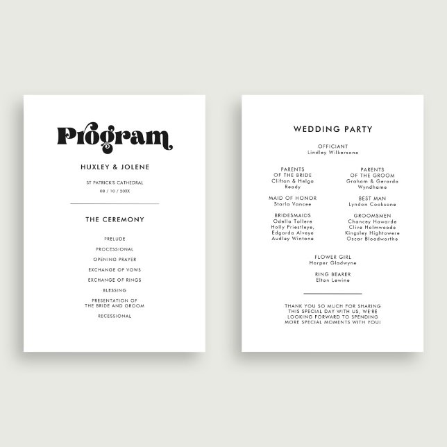 Vintage retro script wedding program (Creator Uploaded)