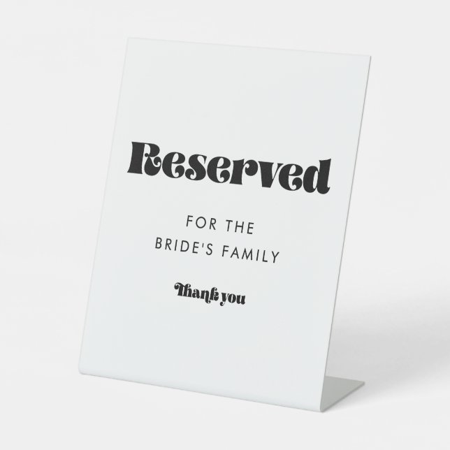 Vintage Retro Script Wedding Reserved Pedestal Sign (Front)