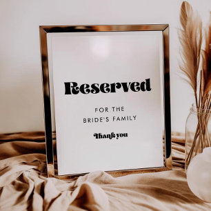 Vintage Retro Script Wedding Reserved Sign