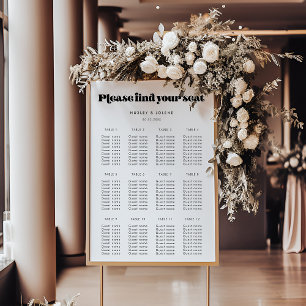 Vintage retro script wedding seating chart