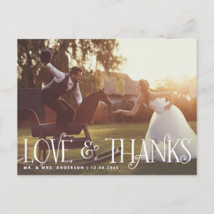 Vintage Retro Script Wedding Thank You Postcard