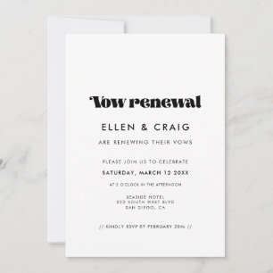 Vintage retro script Wedding Vow renewal Invitation