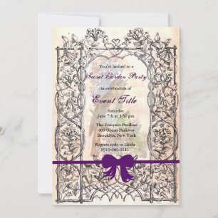 Vintage Retro Secret Garden Tea Party Custom Invitation