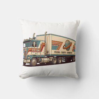 Vintage Retro Semi Truck Throw Pillow