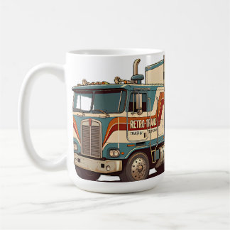 Vintage Retro Semi Truck Throw Pillow Coffee Mug