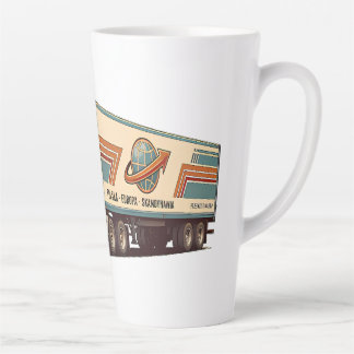 Vintage Retro Semi Truck Throw Pillow Latte Mug