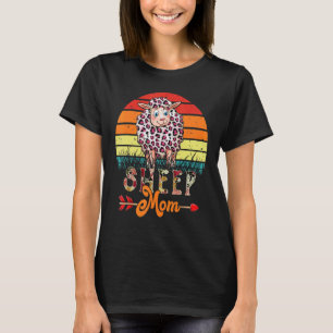 Vintage Retro Sheep Mum Flowers Leopard Sheep Moth T-Shirt