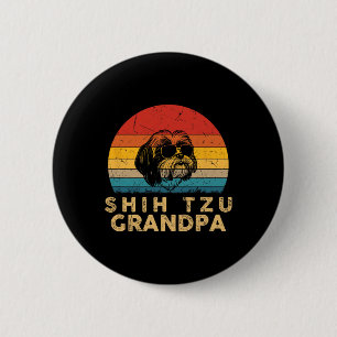 Vintage Retro Shih Tzu Grandpa Dog Lover Paw Dad F 6 Cm Round Badge