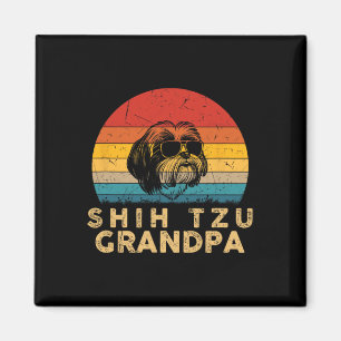 Vintage Retro Shih Tzu Grandpa Dog Lover Paw Dad F Magnet