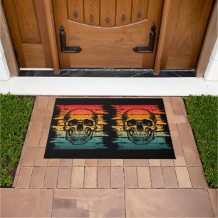 Vintage Retro Silhouette Skull  Doormat