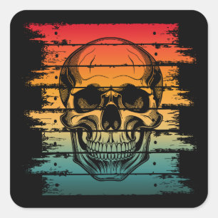 Vintage Retro Silhouette Skull Square Sticker
