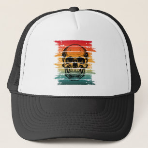 Vintage Retro Silhouette Skull Trucker Hat