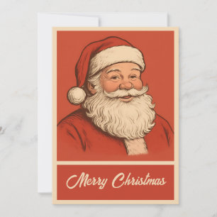 Vintage Retro Simple Christmas Santa Claus Holiday Card