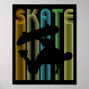 Vintage Retro Skater Silhouette Shirt Skate Boardi Poster