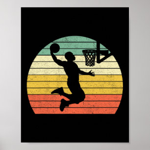 Vintage Retro Sketll Dunk Sunset Colourful Men Boy Poster