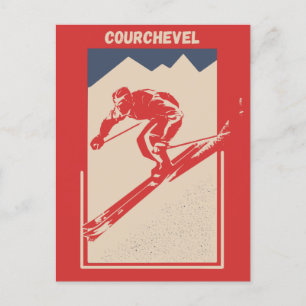 Vintage Retro Ski French Alps Resort Courchevel Postcard
