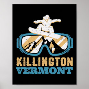 Vintage Retro Skiing And Snowboarding Vermont Snow Poster