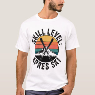 Vintage Retro Skiing Mountain Sunset Après Ski T-S T-Shirt