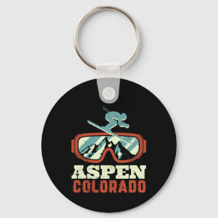 Vintage Retro Skiing Snowboarding Aspen Colorado M Key Ring