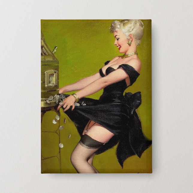 Vintage Retro Slot Machine Casino Win Pinup Girl (Front)
