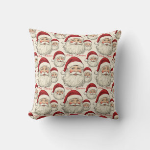 Vintage Retro Smiling Santa Face Cushion
